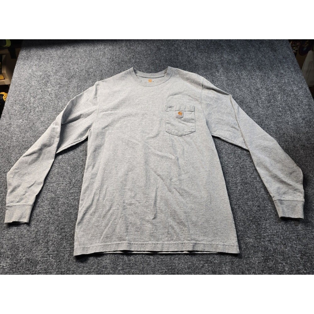 Carhartt Mens Gray Crew Neck Long Sleeve Pullover T-Shirt Size Small